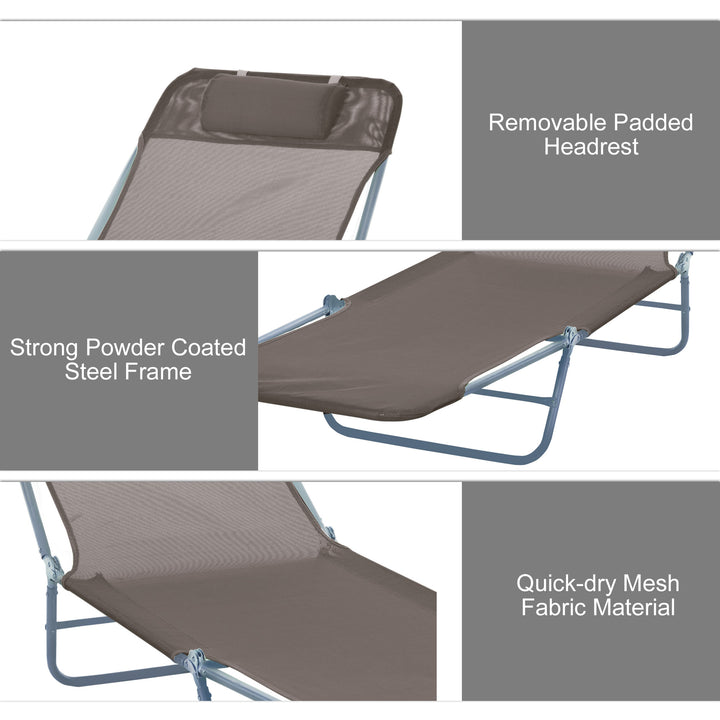 Garden Lounger: Adjustable Recliner Sun Bed with Coffee-Toned Finish for Outdoor Relaxation