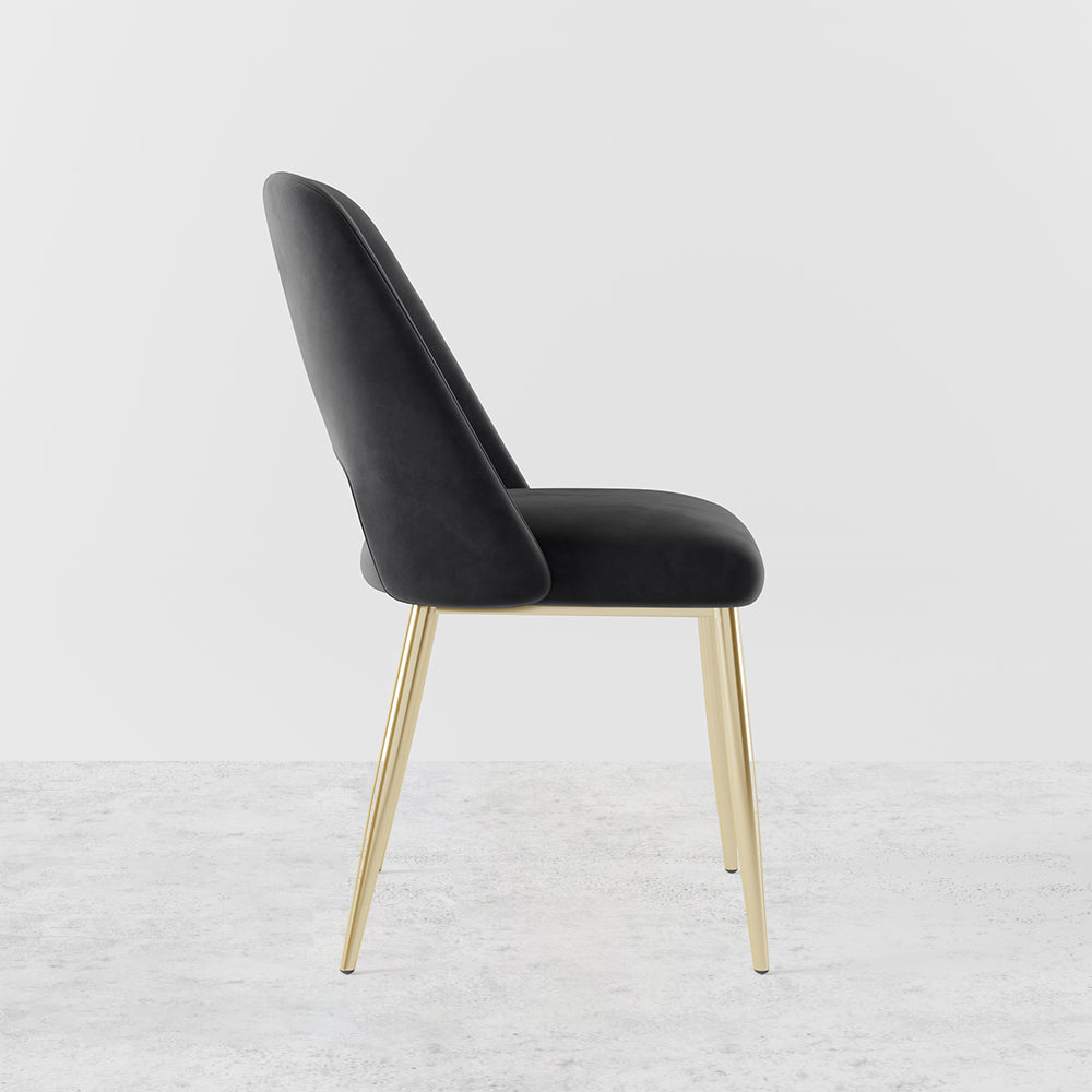 Modern Black Upholstered Dining Chair (Set of 2) with Hollow Back & Gold Legs