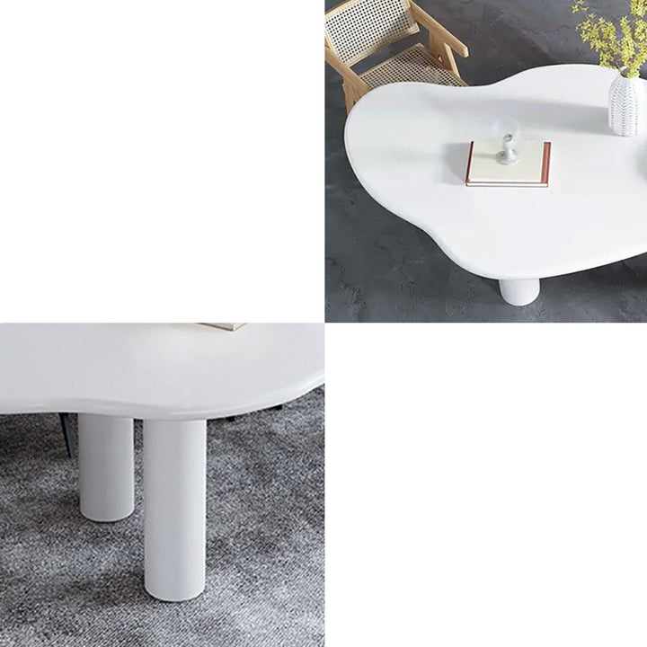 Irregular Dining Table 4-Leg 71" for 6 Person Japandi White