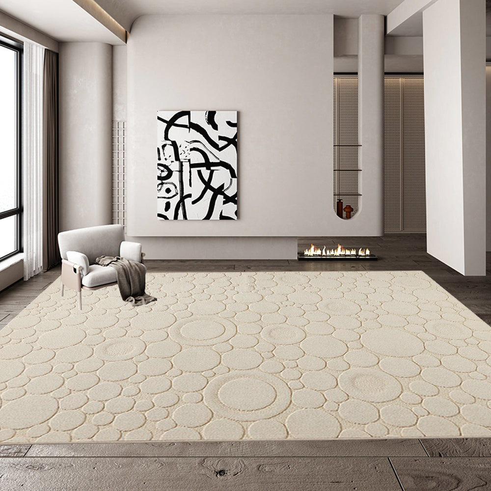 1500mm x 2400mm Modern Cream Textured Area Rug Embossed Bubble Rug Living Room Bedroom