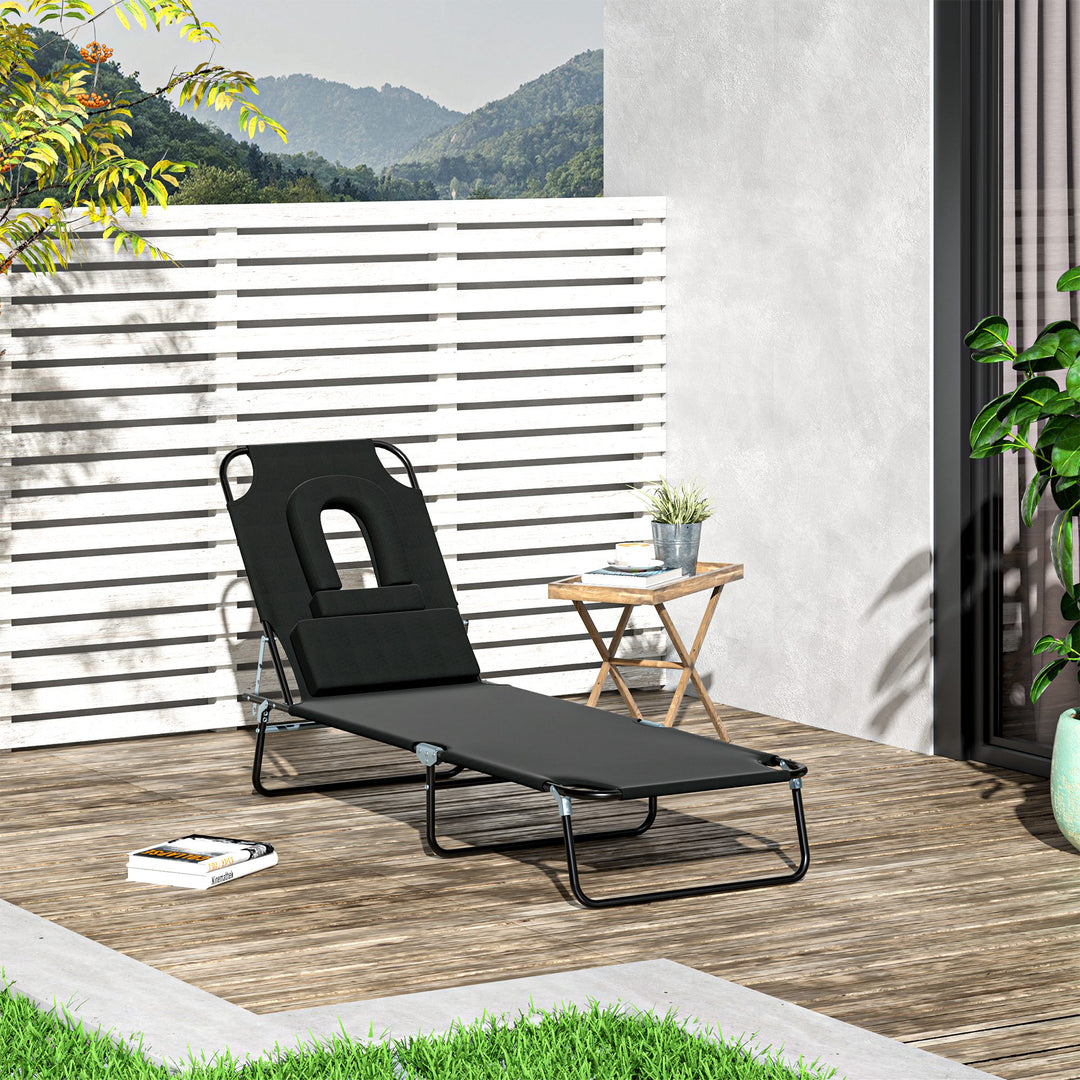 Foldable Sun Lounger Recliner Chair with Pillow