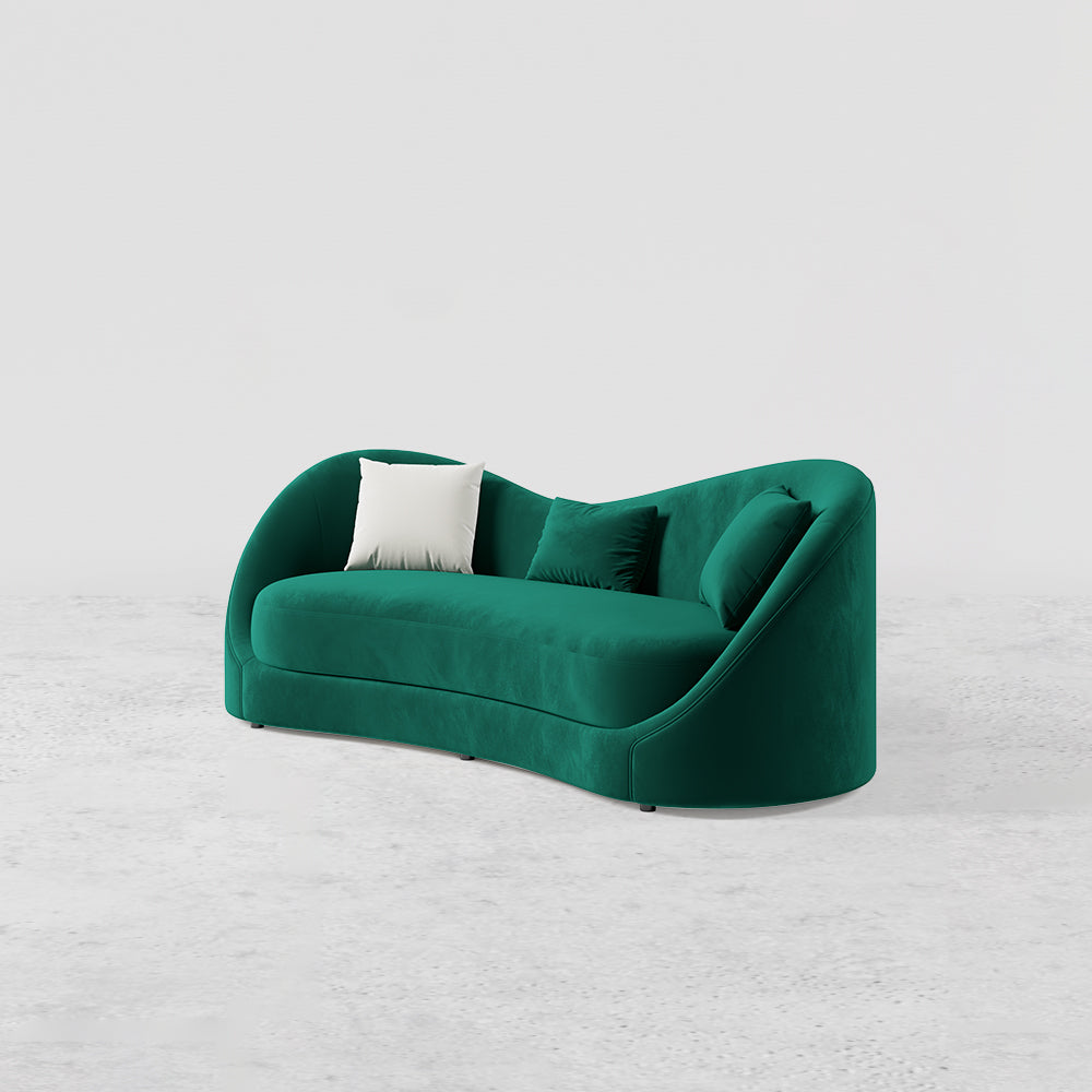 Luxury Green Velvet Upholstered Sofa 3-Seater Sofa Solid Wood Frame 2130mm Sofa