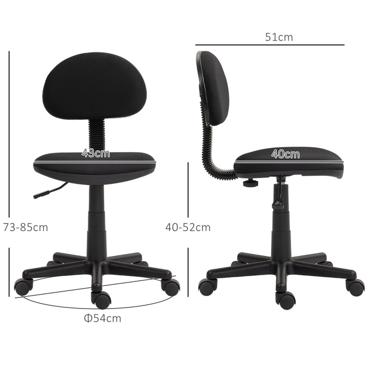 HOMCOM Small Armless Office Chair, Black