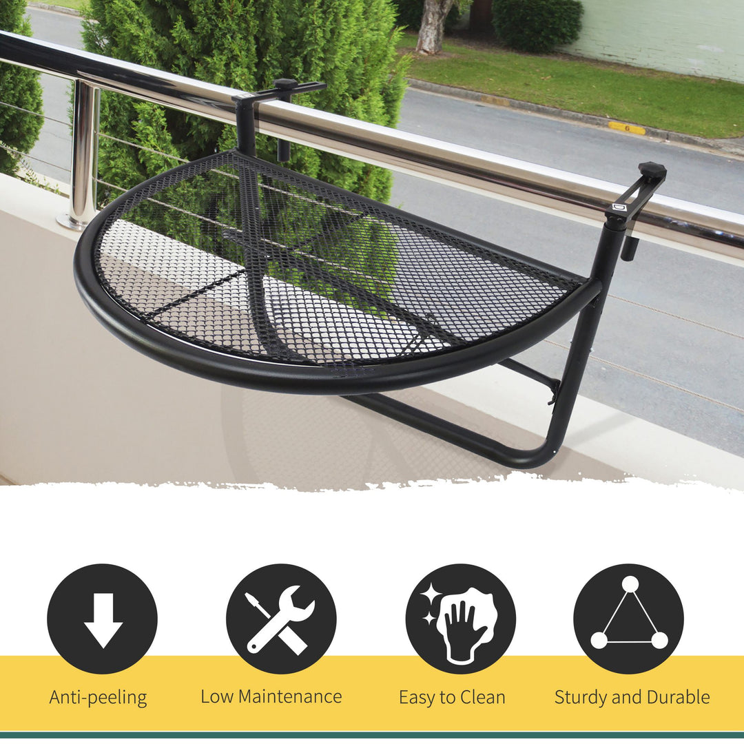 Semi-Circular Attachable Balcony Hanging Coffee Table Adjustable Side Metal Table