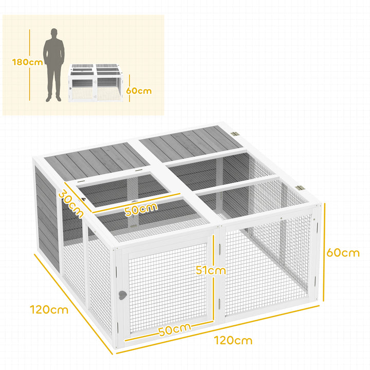 Rabbit Hutch with Openable Foldable Roof