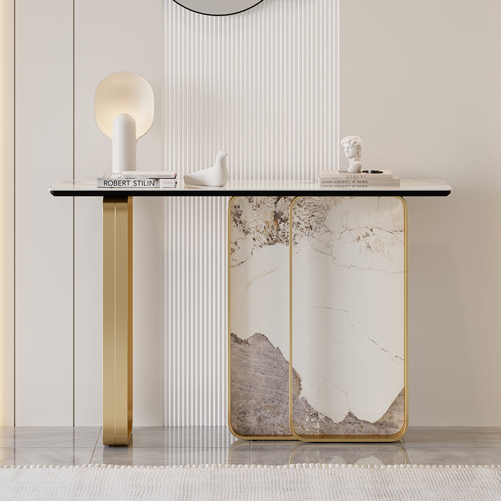 1200mmW Modern Sintered Stone Console Table with Gold Stainless Steel Frame