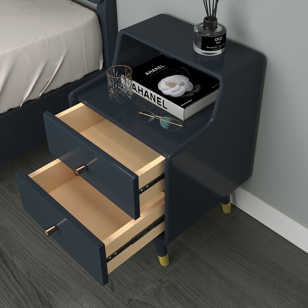 Blue Nightstand Modern Nightstand Stylish Bedside Table with 2 Drawers with Shelf