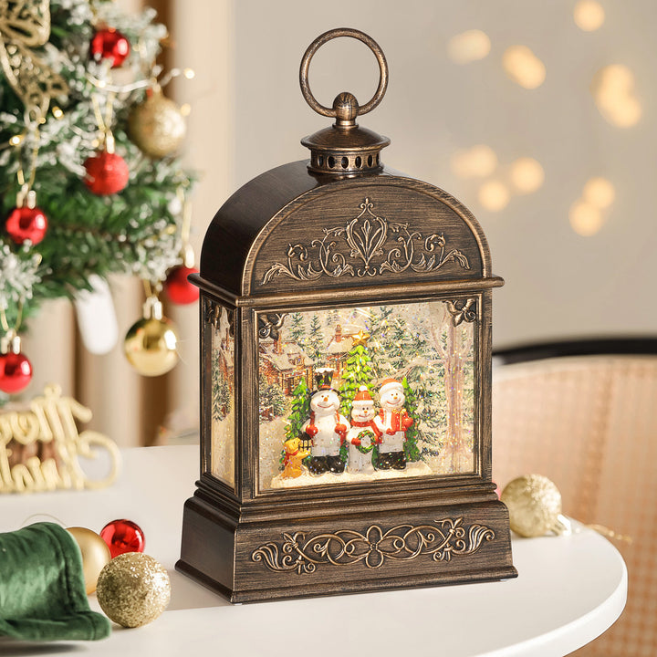 Christmas Snow Globe Lantern with Lights and Music