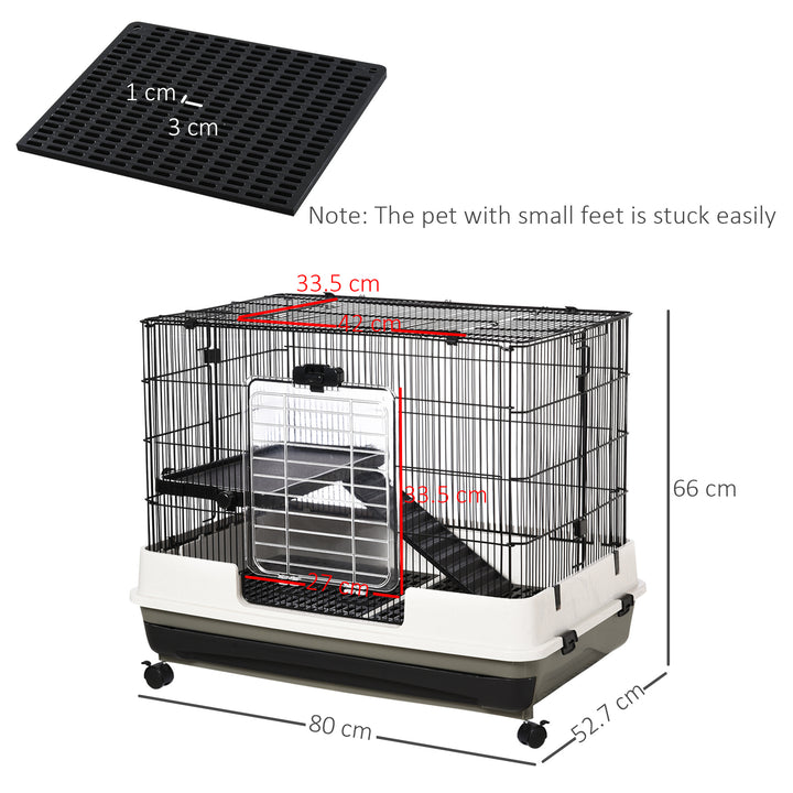 Small Animal Steel Wire Rabbit Cage Pet Play House W/ Waste Tray Black