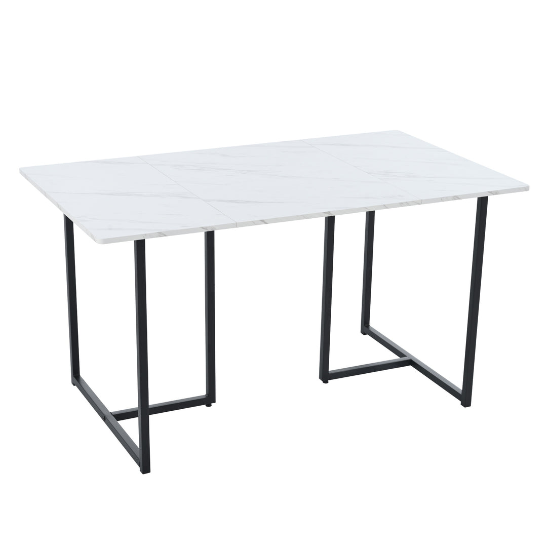 Rectangular Extendable Dining Table with Adjustable L-shaped Support Legs