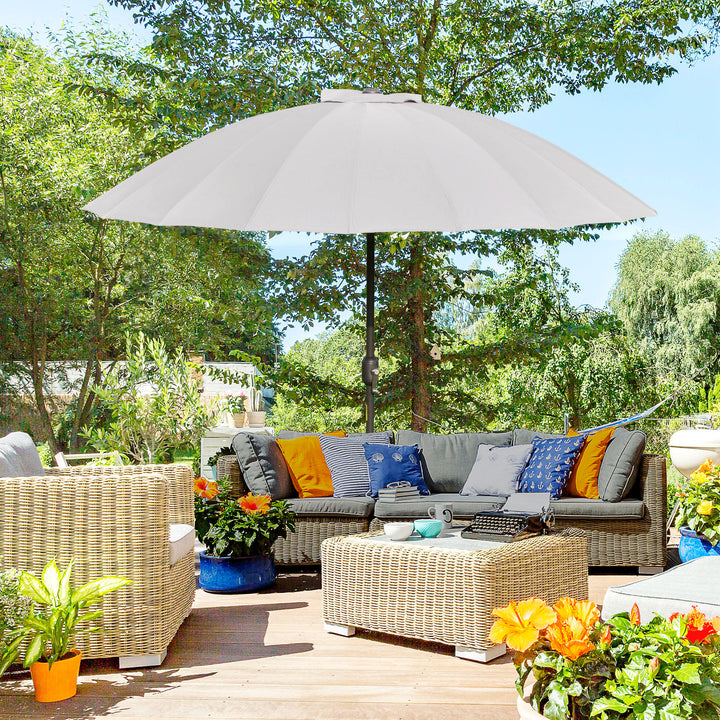 Waterproof 2.5m Adjustable Outdoor Garden Parasol Umbrella Sun Shade with Crank & Tilt