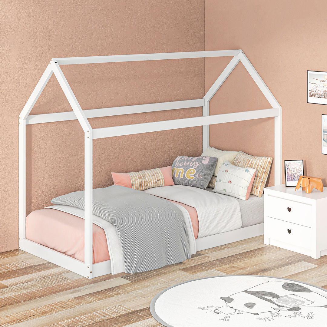 HOMCOM Single Bed Base with House Scandinavian Style