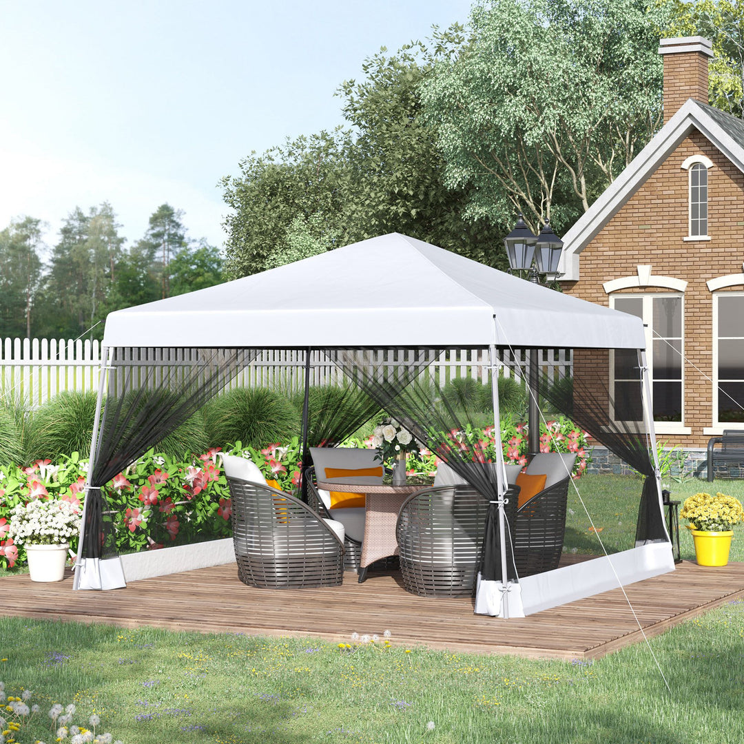 3.6m x 3.6m Pop Up Steel Frame Garden Gazebo White