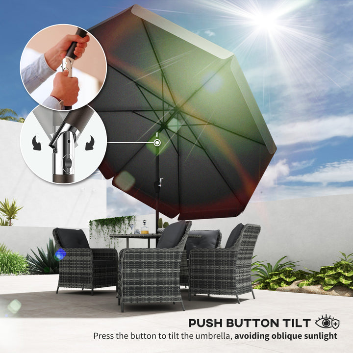 2.7m Patio Parasol: Tilting Crank Umbrella with Ruffled Canopy