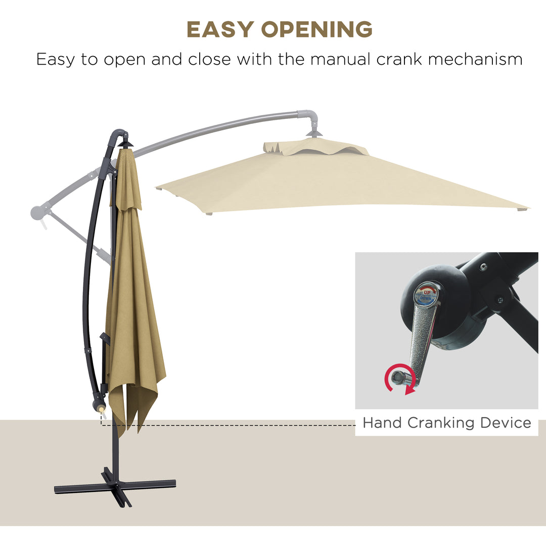 Waterproof Cantilever Parasol: Crank-Operated