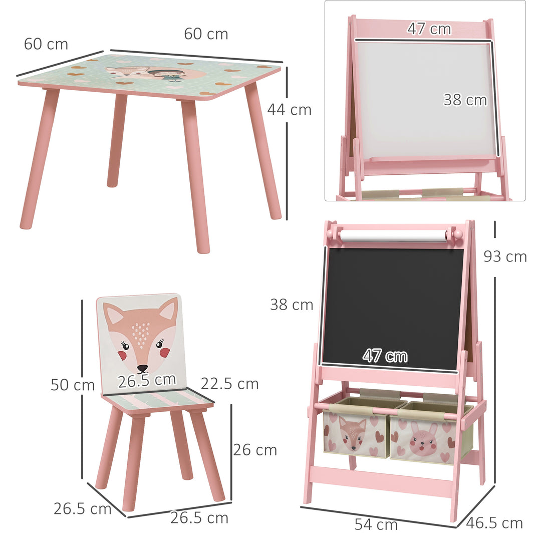 Multi-Activity Kids Table and Chair Set with Easel