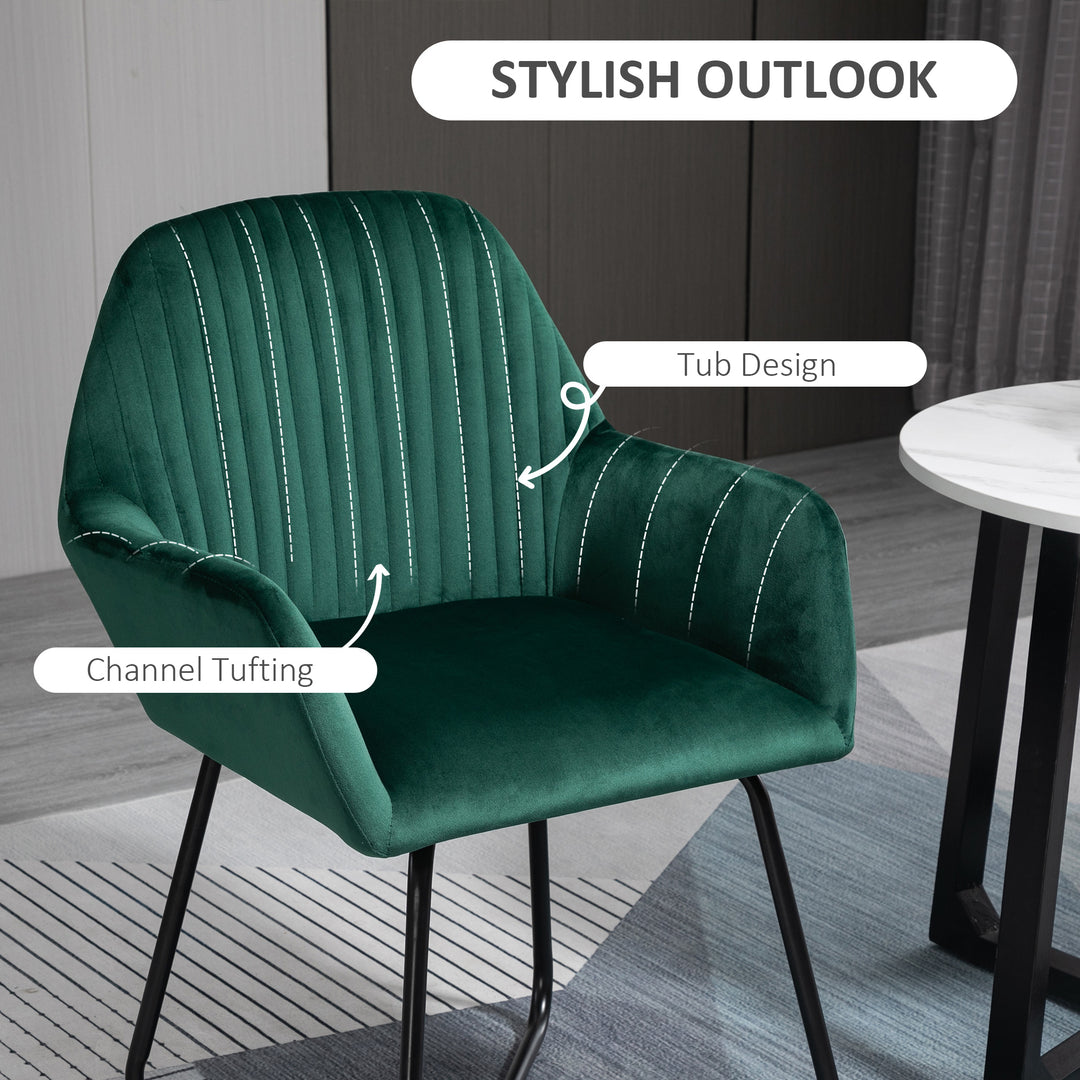 Modern Arm Chair Upholstered Accent Chair with Metal Base for Living Room Green