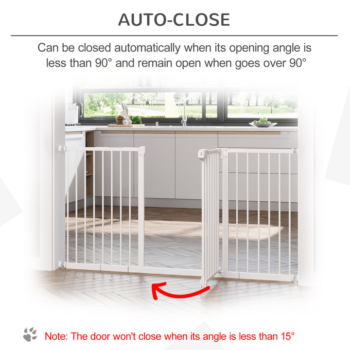 Pet Gate: Adjustable Pressure Fit with Auto-Close Door for Furry Friends