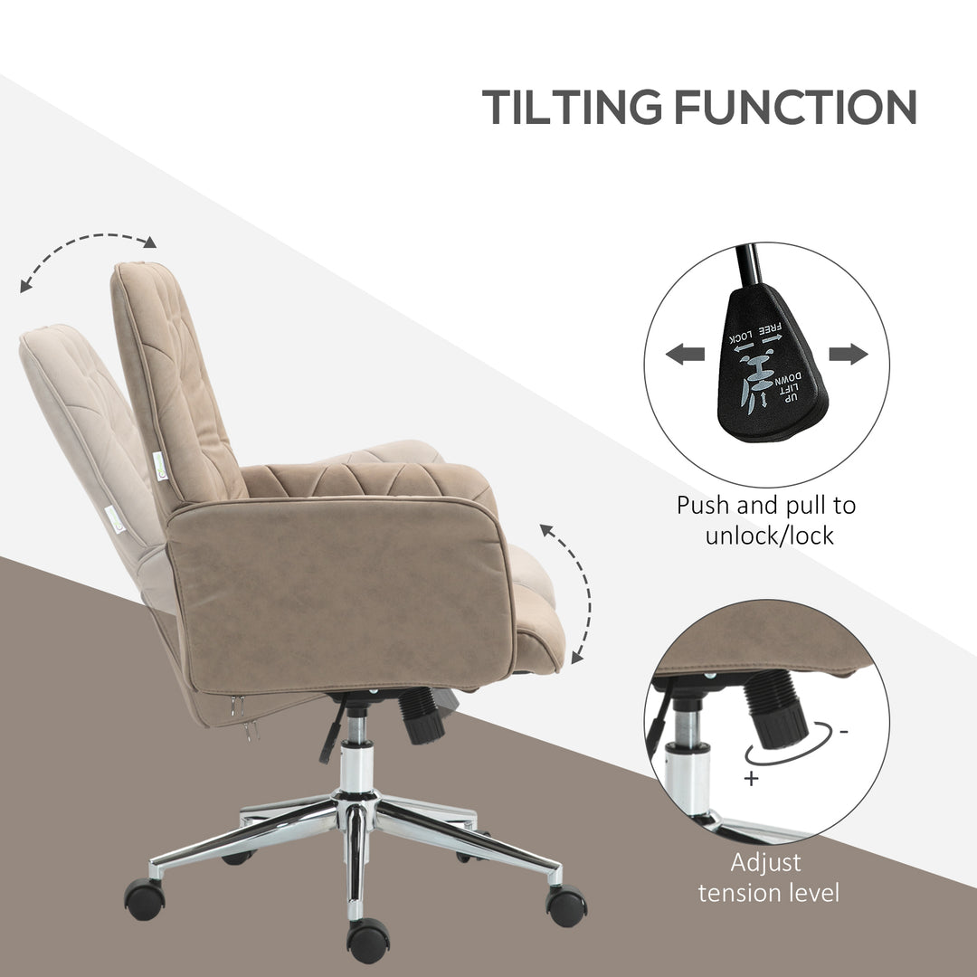 Vinsetto Ergonomic Microfibre Office Chair, Swivel Desk Chair with Adjustable Height & Armrests, Beige Aosom UK