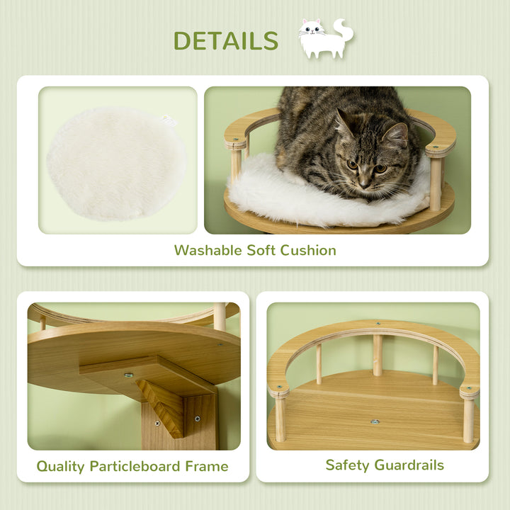 Wall Mounted Cat Tree with Cushion and Guardrails