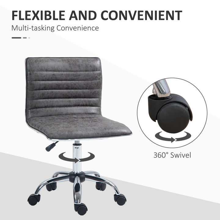 Vinsetto Adjustable Swivel Office Chair, Armless, Microfibre, Chrome Base, Grey