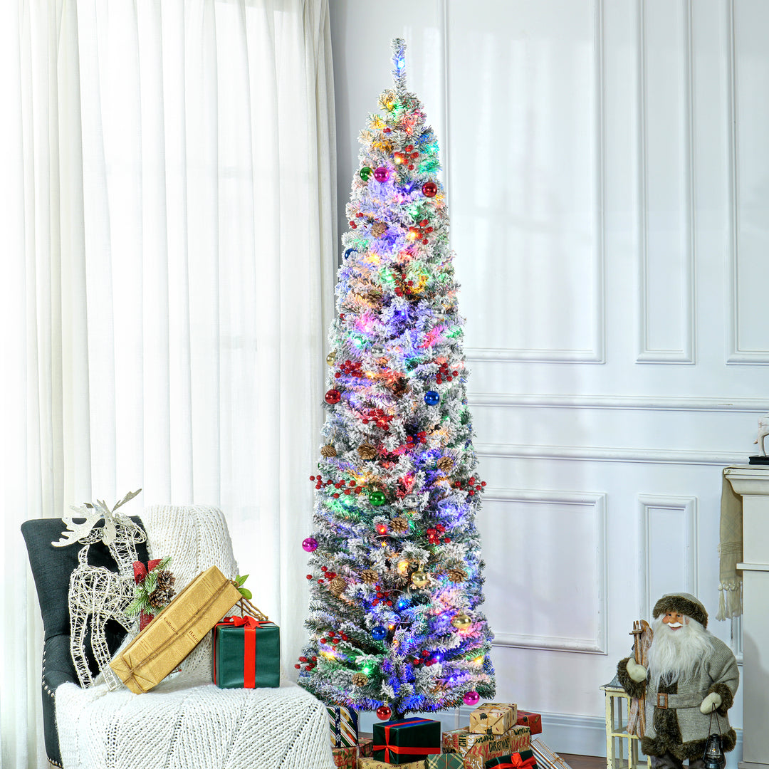 7' Artificial Prelit Christmas Trees Holiday Décor with Colourful LED Lights