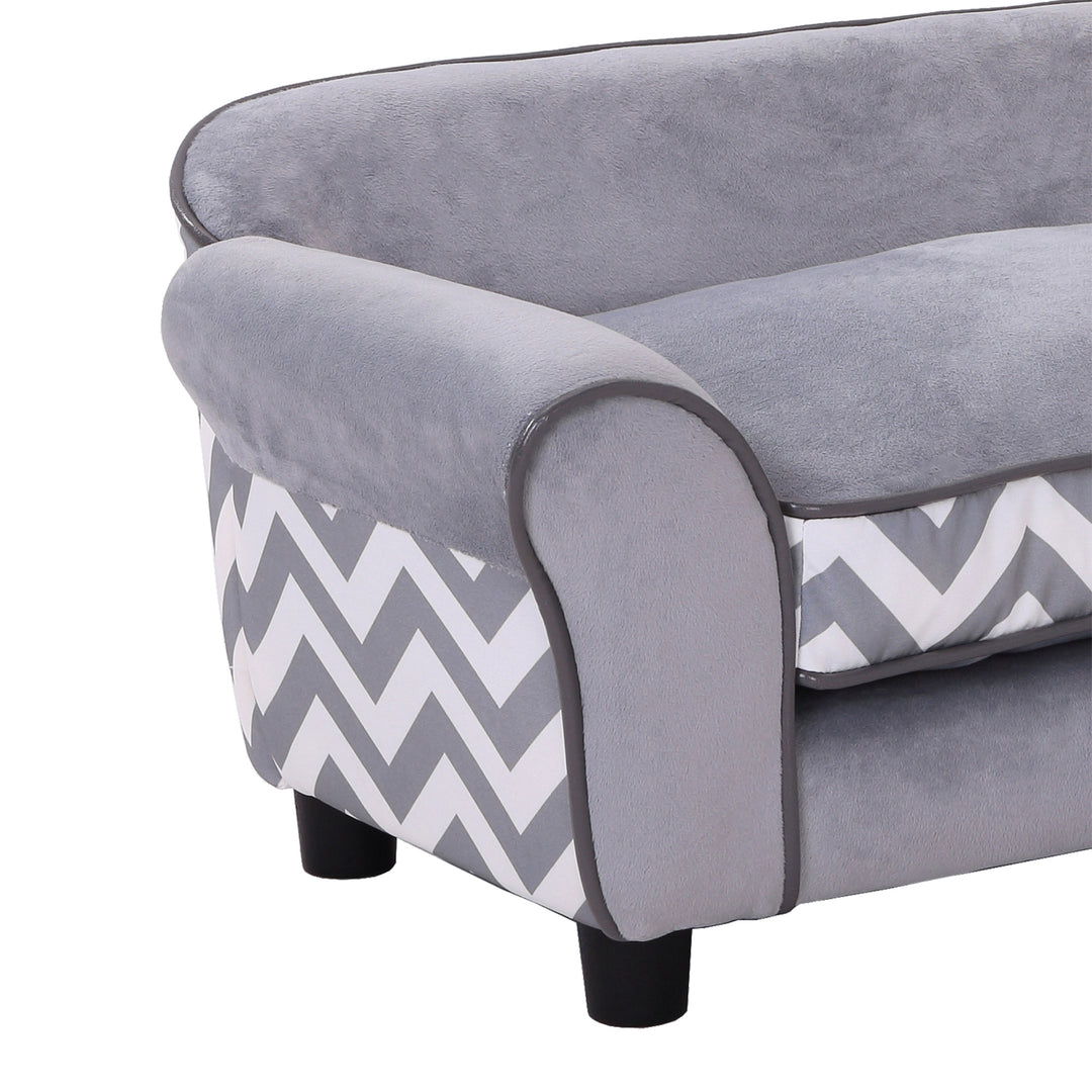 Dog Bed Sofa Velvet-Feel Pet Sofa Bed with Foam Cushion