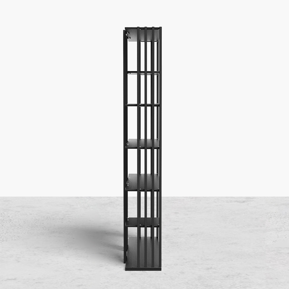 2000mm Modern Steel Etagere Bookshelf Display Shelving 6-Shelf in Black Tall Book Shelf