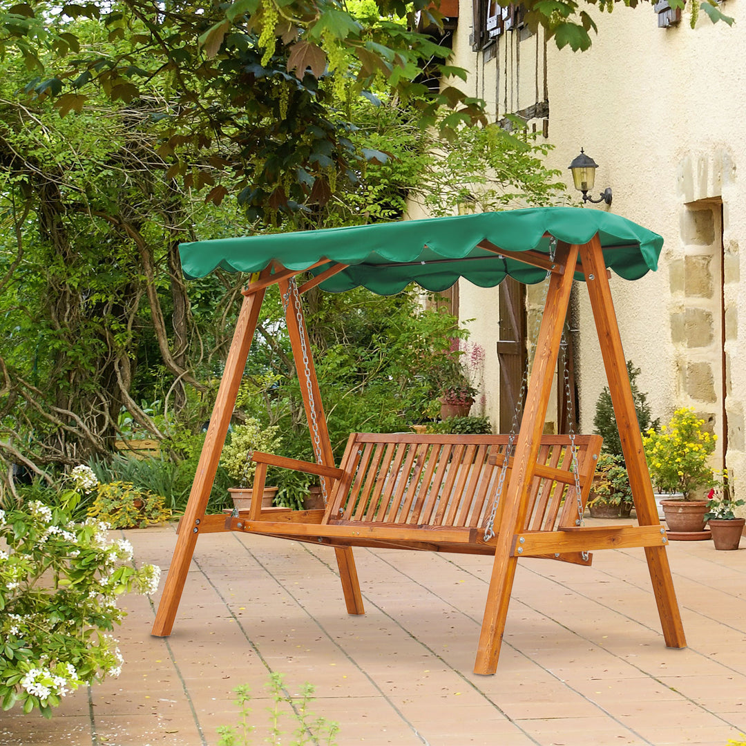 Waterproof 3-Seater Wooden Garden Swing Chair Seat Bench