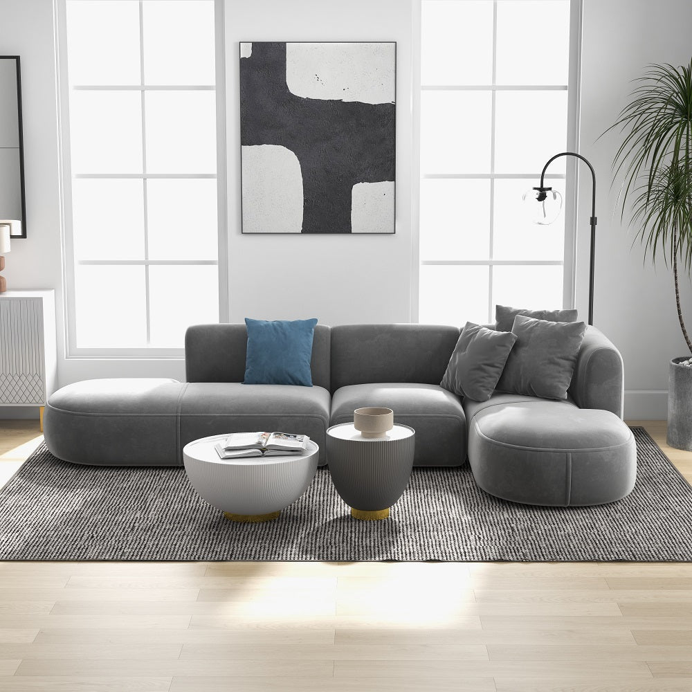 3450mm L-Shaped Sectional Corner Modern Modular Sofa with Pillows in Grey