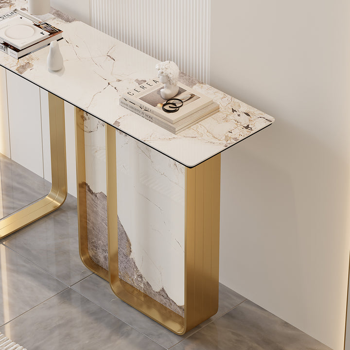 1200mmW Modern Sintered Stone Console Table with Gold Stainless Steel Frame