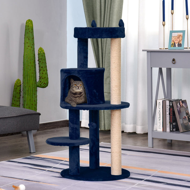 Feline Playground: 3-Tier Sisal Rope Scratching Post with Dangling Toy