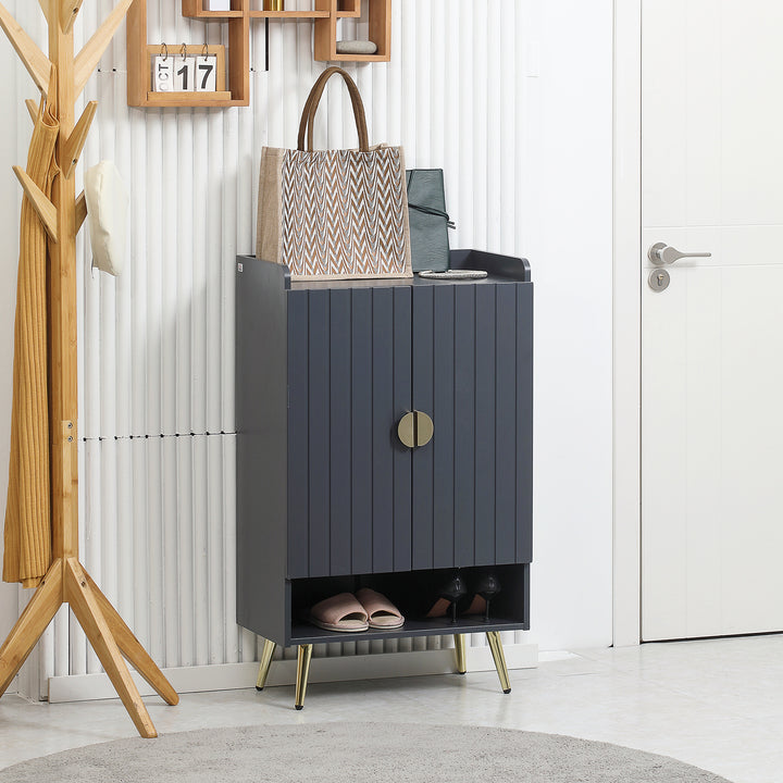 Shoe Cabinet: Modern Grey Storage with 2 Doors