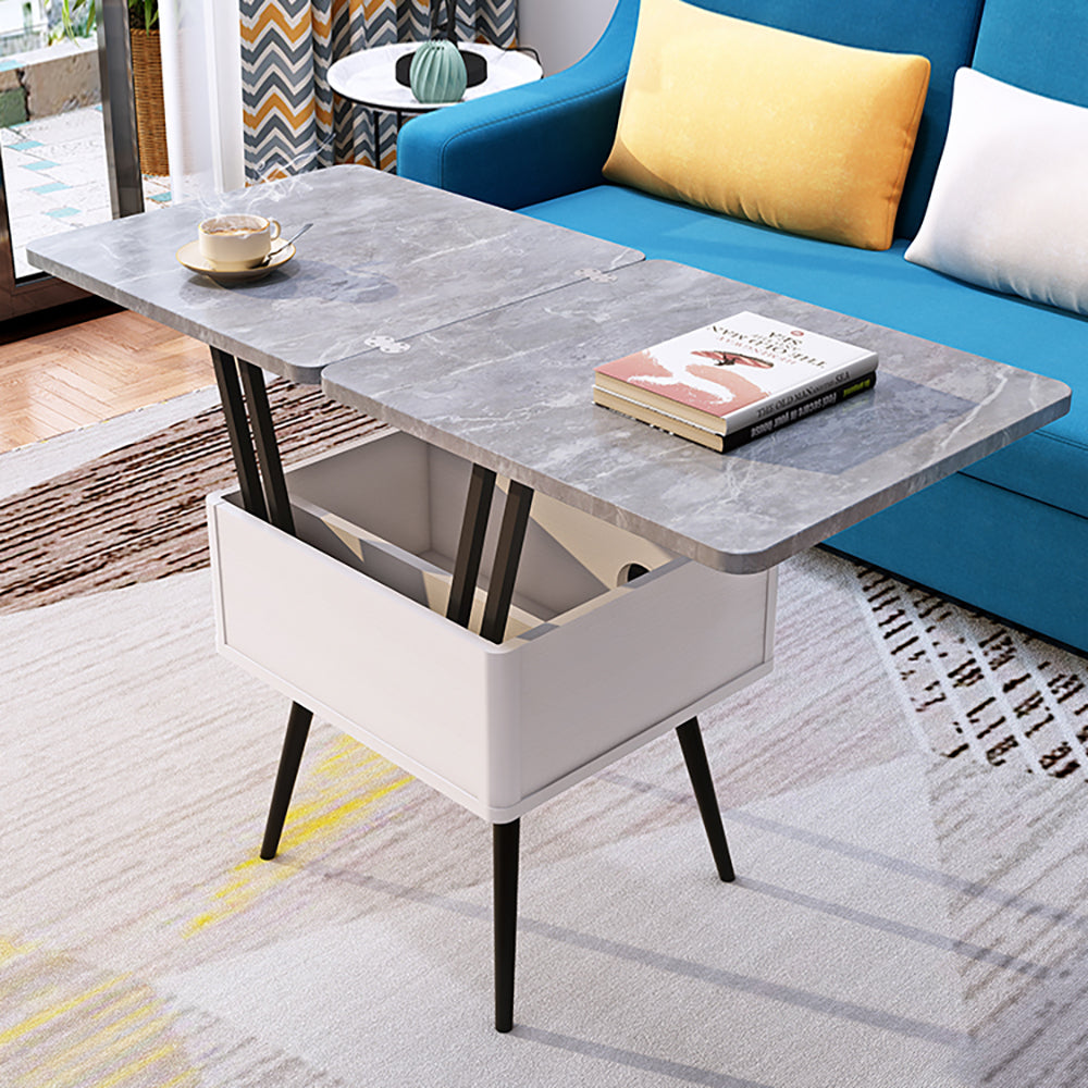 Modern Lift Top Grey Coffee Table with Storage MDF Top & Carbon Steel Base Extendable