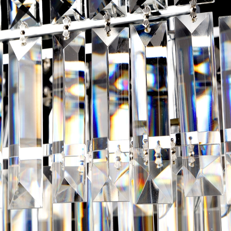 Luxury Radiant Prismatic Clear Crystal 3-Light Pendant Light in Chrome