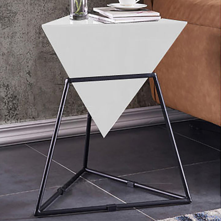 White Geometric End Table Accent Side Table