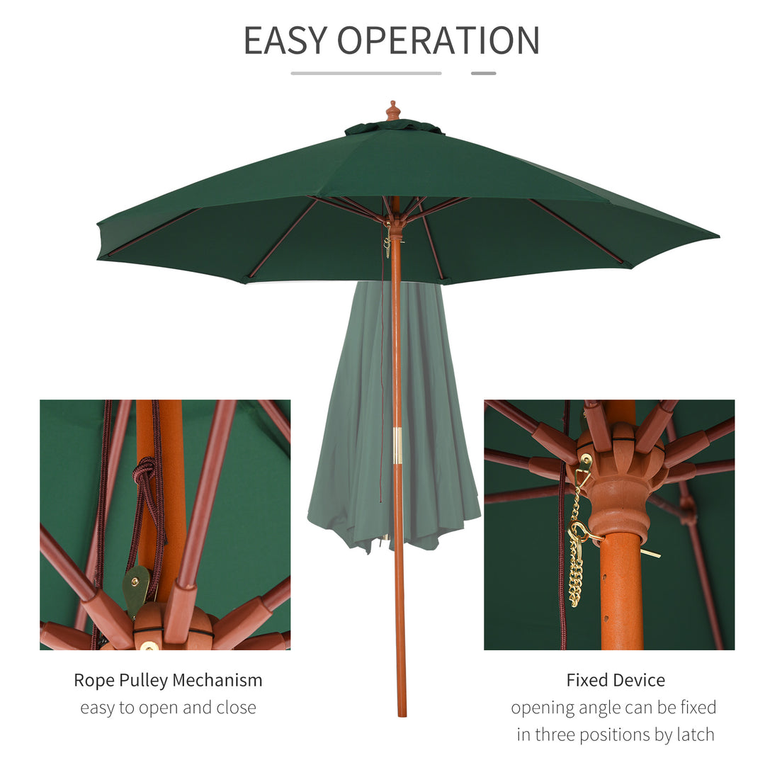 Waterproof Wooden Garden Parasol: 2.5m Ventilated Canopy