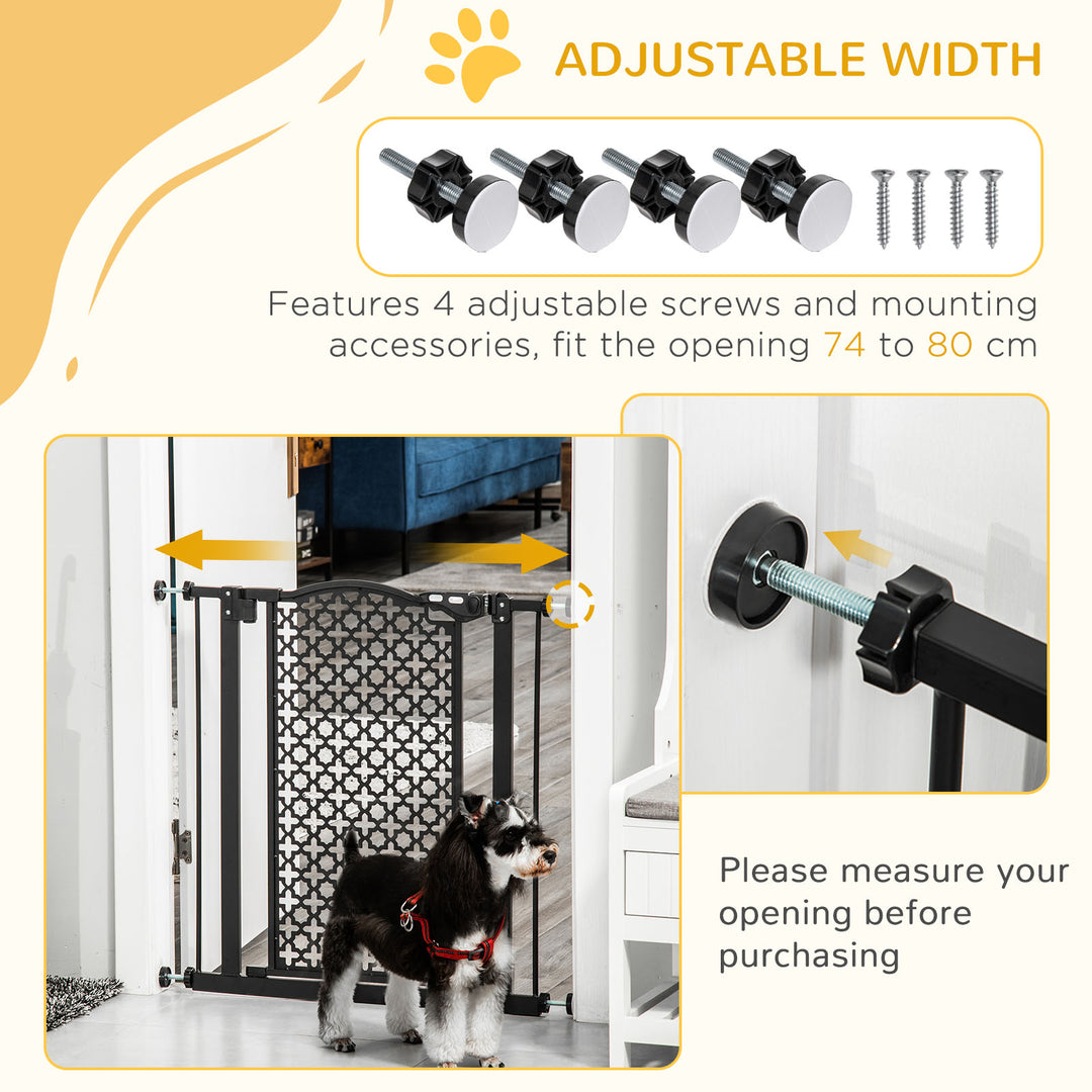 74-80 cm Pet Safety Gate Barrier Stair Pressure Fit with Auto Close and Double Locking for Doorways