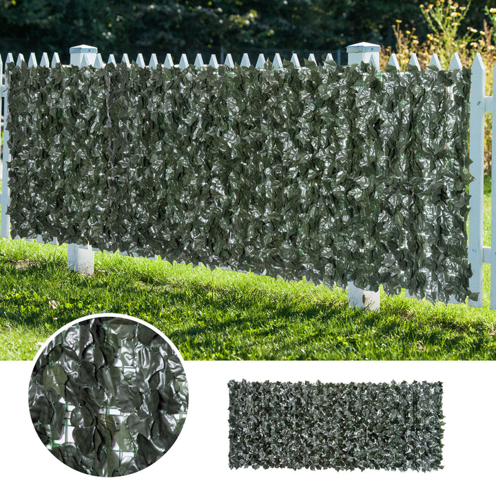 Artificial Hedge Screen: Set of Two Dark Green Leaf Panels for Garden & Indoor Privacy