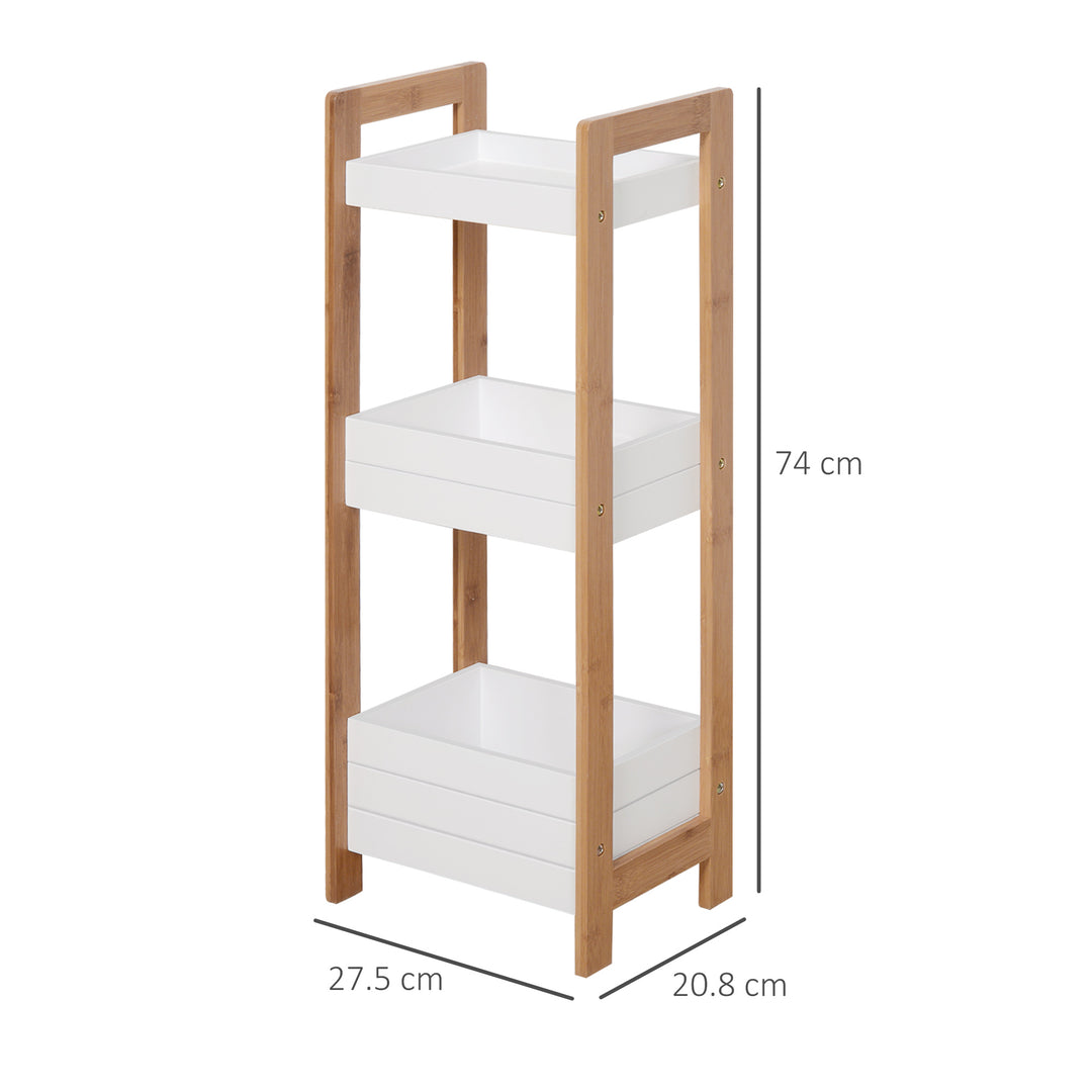 HOMCOM Bamboo Bathroom Caddy: Tiered Organiser for Compact Spaces, Shower Shelving Unit Aosom UK