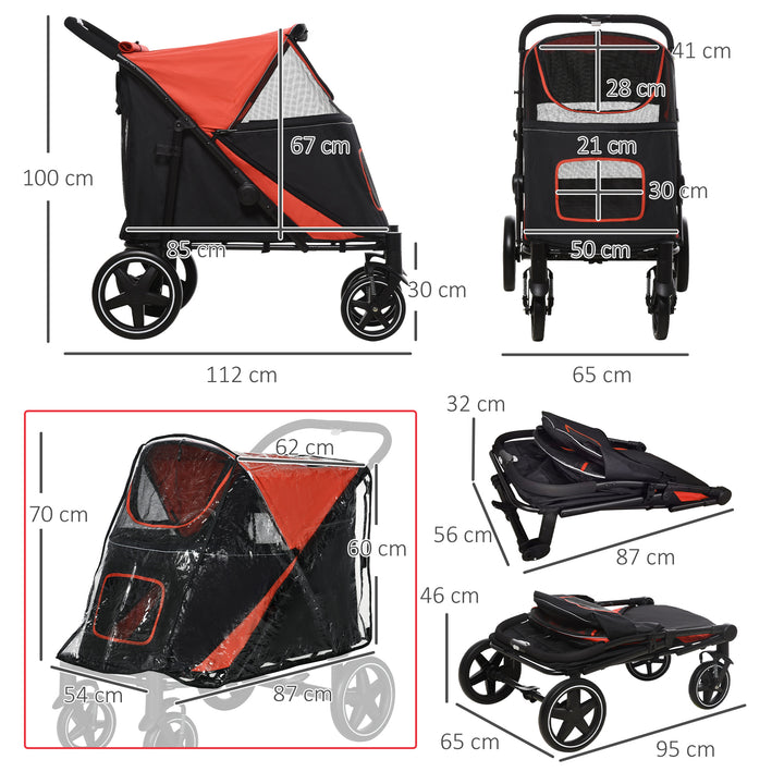 One-Click Foldable Pet Travel Stroller with Rain Cover