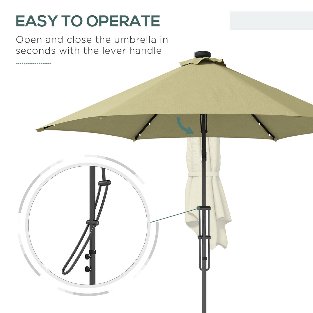 Waterproof 3(m) Garden Parasol Cantilever Umbrella with Solar LED