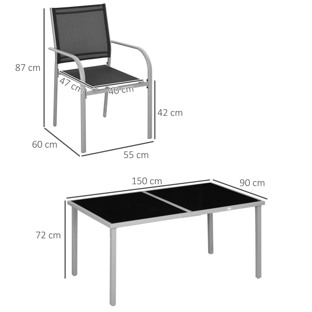 7 Piece Outdoor Garden Dining Set with Table and 6 Stackable Chairs