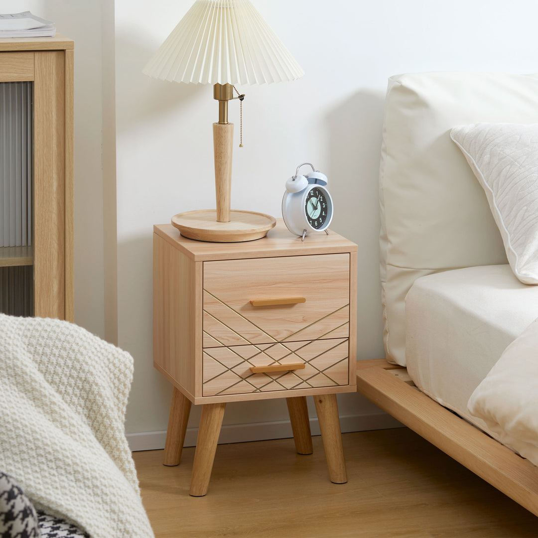 HOMCOM Scandinavian Bedside Cabinet with Drawers