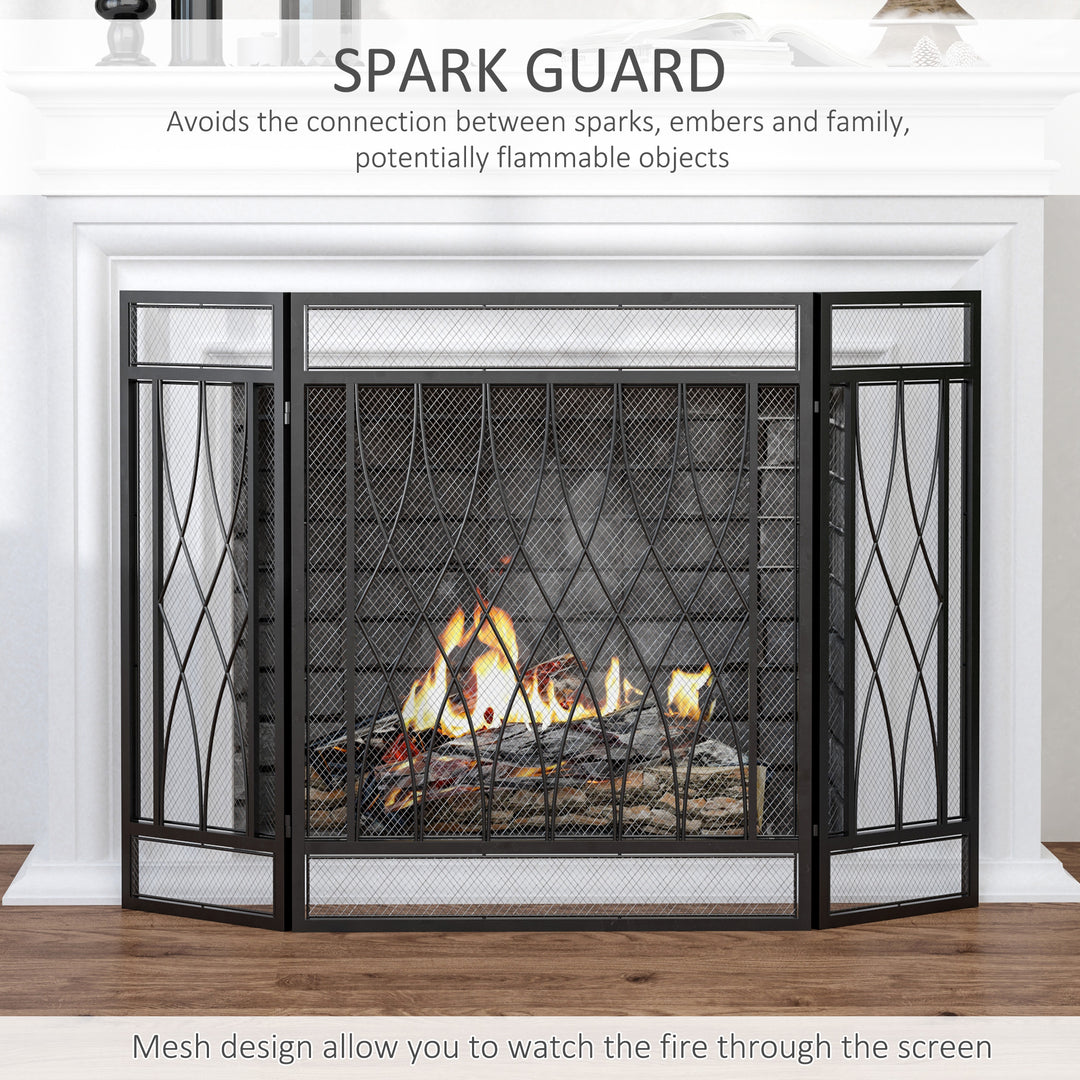 3-Panel Folding Fireplace Screen