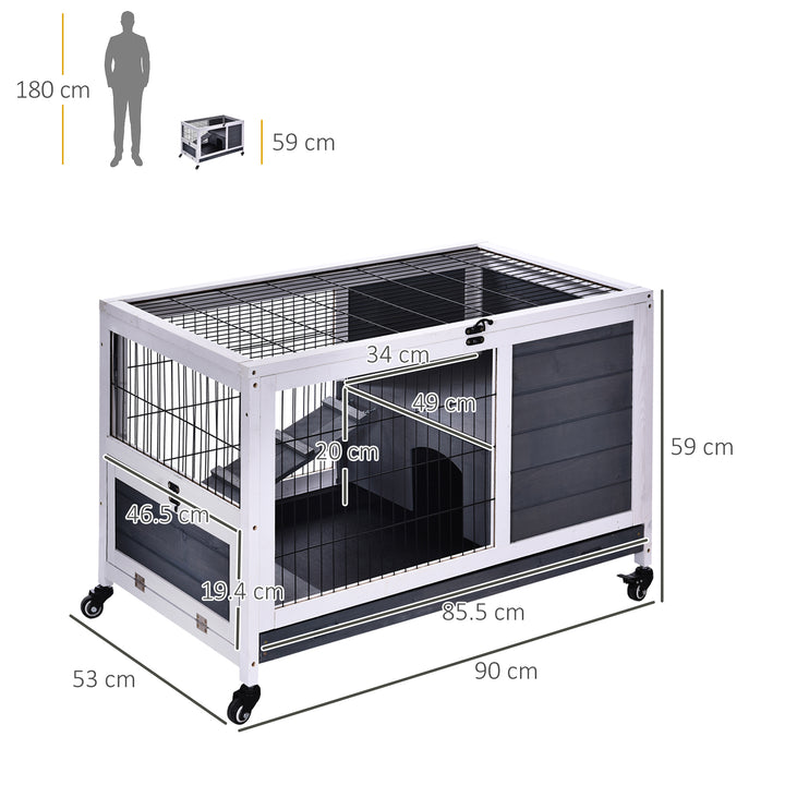 Rabbits Indoor Fir Wood Lift-Top Hutch Grey