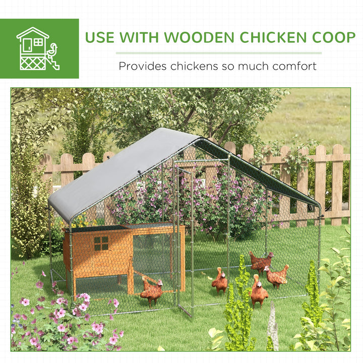 Galvanised Walk In Chicken Coop Hen House w/ Water-Resist Cover