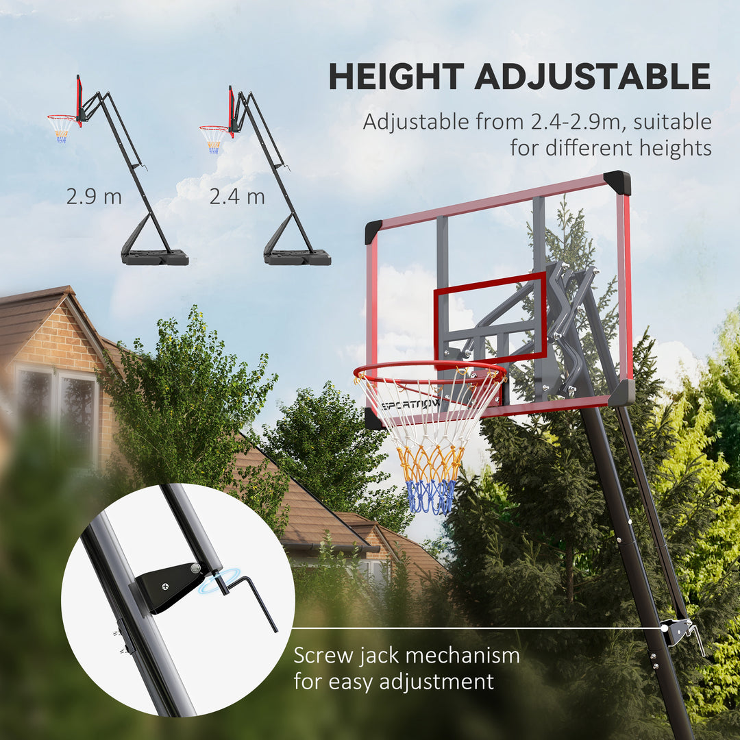 2.4-2.9m Adjustable Basketball Hoop and Stand with Weighted Base