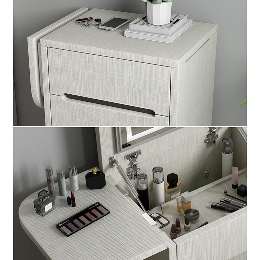 Nordic Flip Top White Makeup Vanity Mini with Stool & Mirror