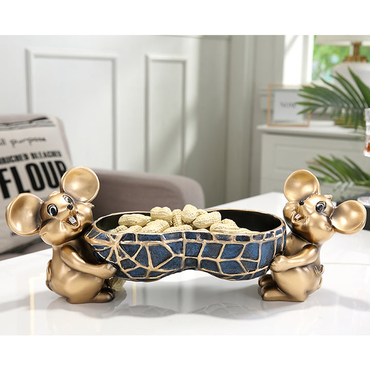 Creative Gold Cute Mouse Storage Tray Modern Home Decoration Storage Ornaments